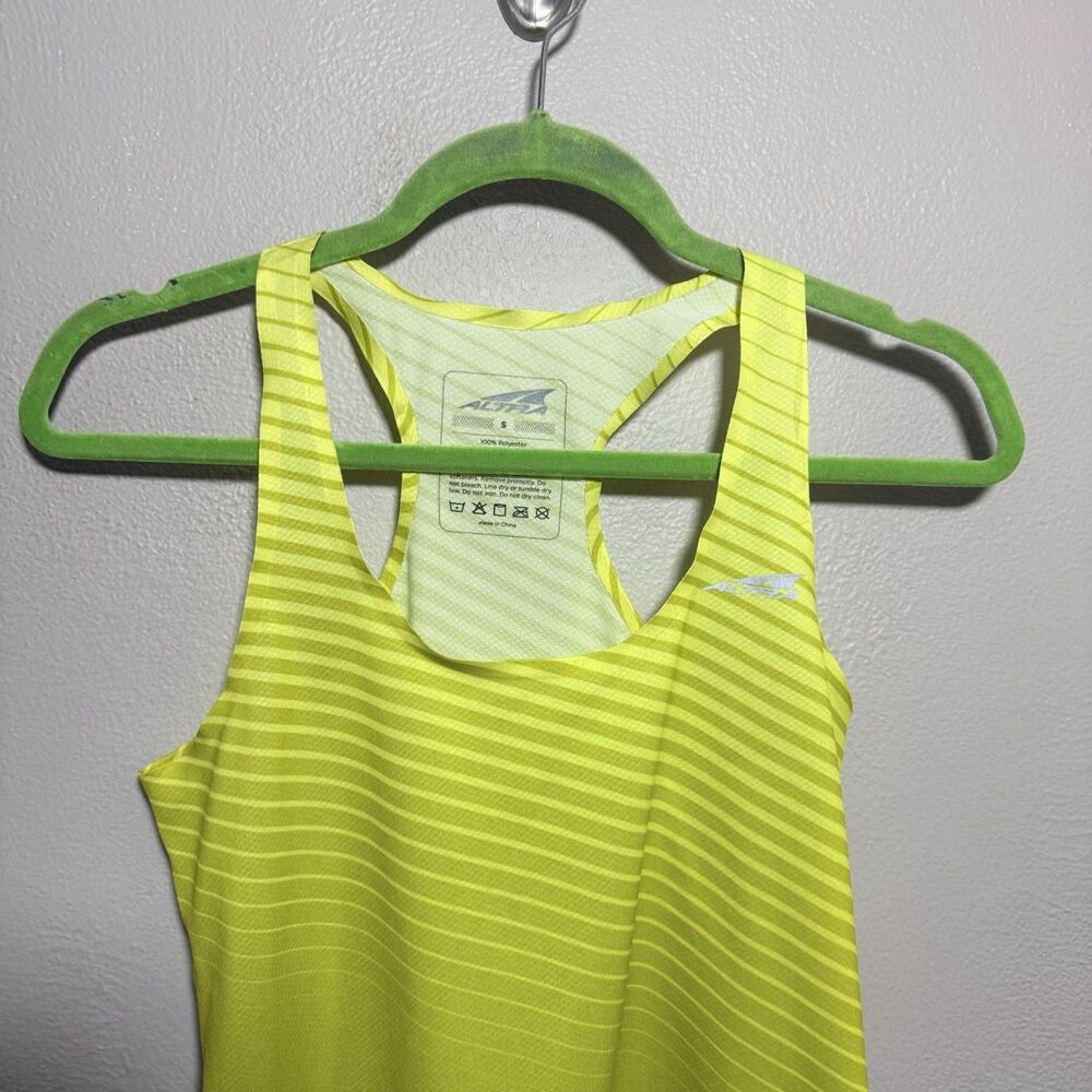 Altra Womens Sz S Tank Top Performance Running Yellow Stripe Shirt Singlet - Picture 3 of 6